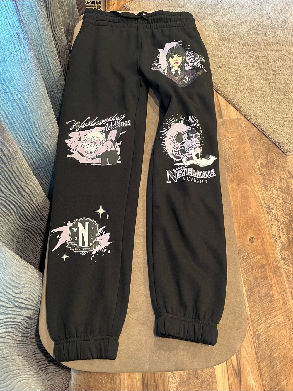 Wednesday Addams Graphic Joggers - Nevermore Academy Print